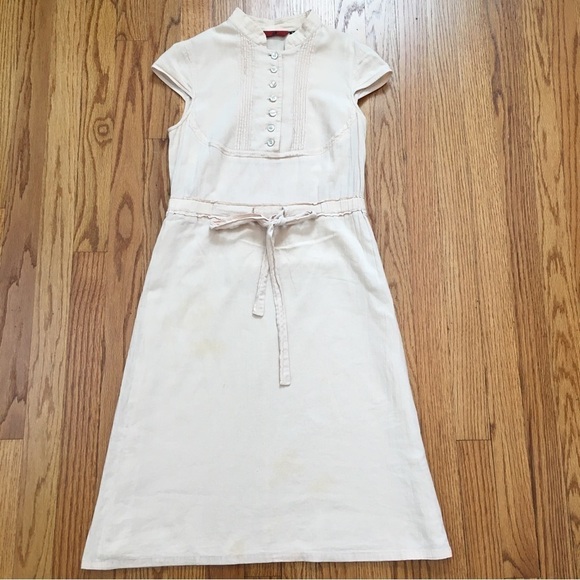 Vintage 80’s Button Front Nude Midi Dress - Picture 8 of 15